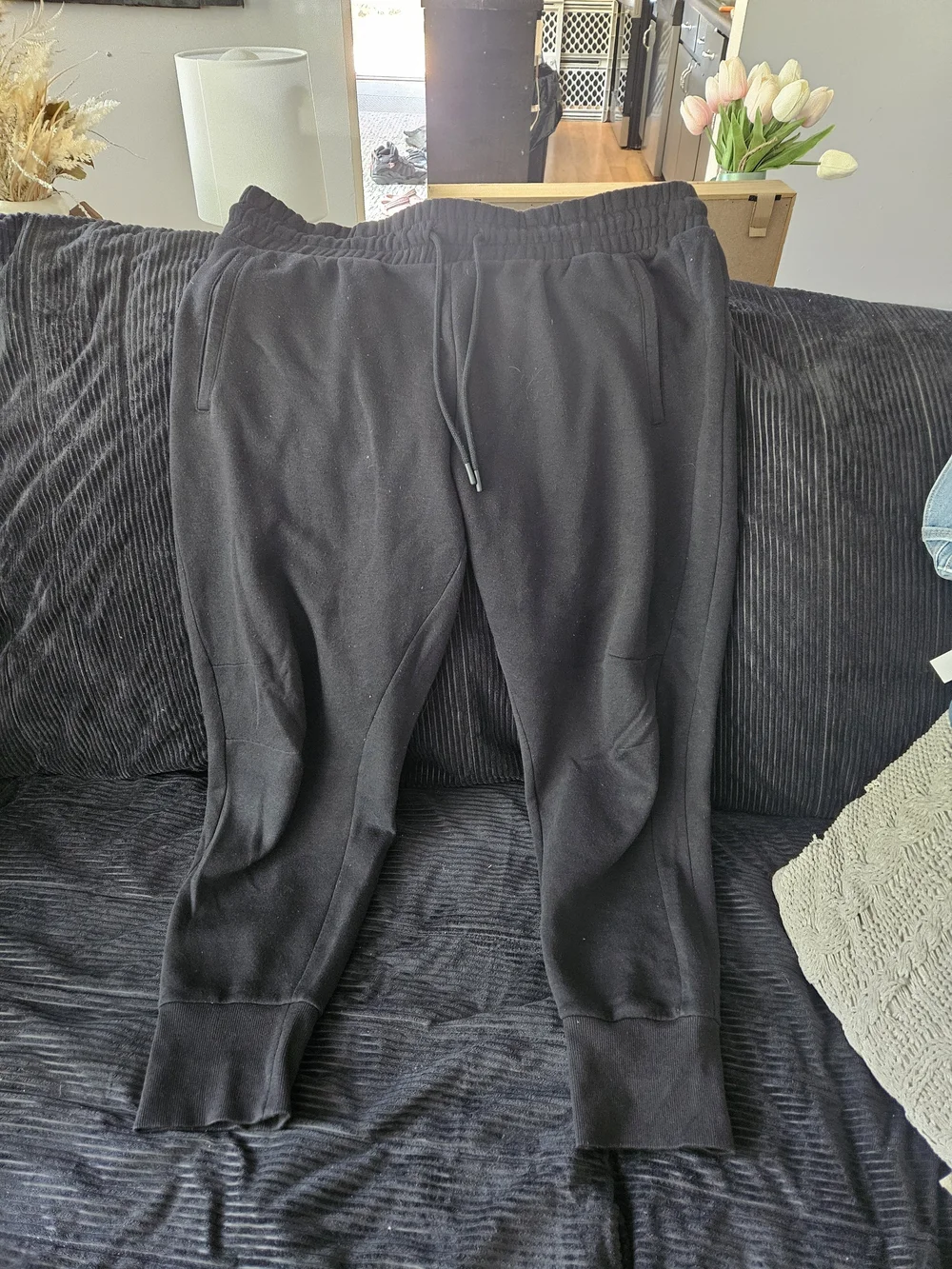 Women's Black Jogger Track Pants - Elastic Waist with Drawstring